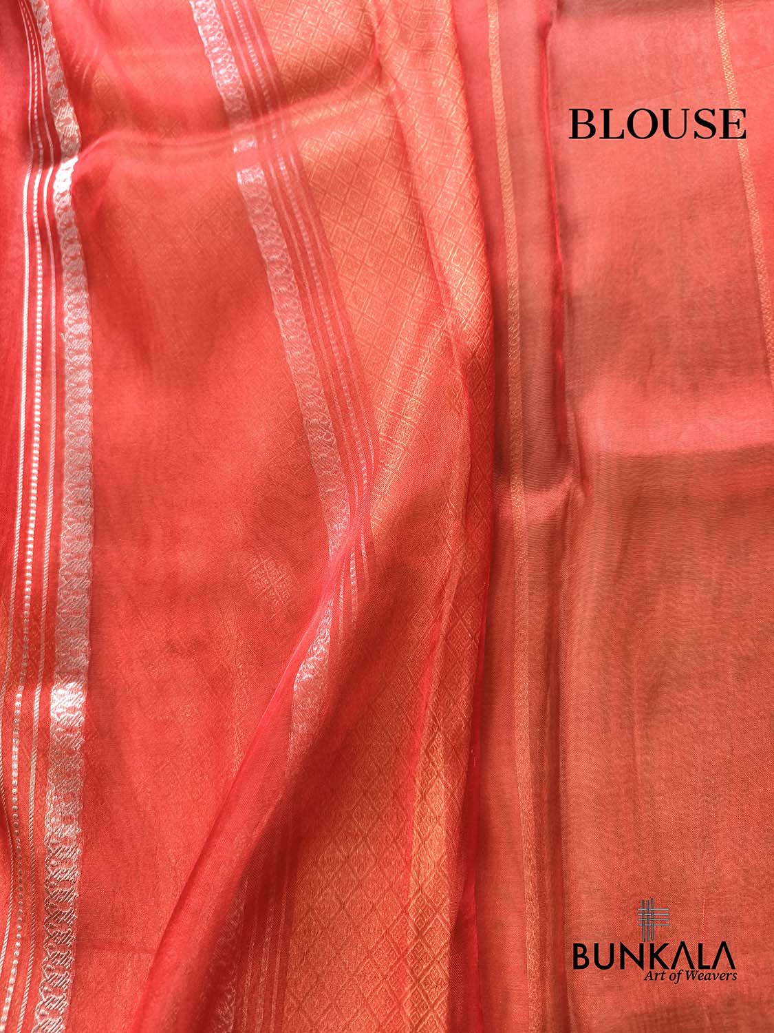 Red Stripe Buti Handloom Banarasi Pure Tissue Silk Saree