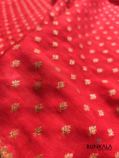 Red with Green Big Contrast Border Banarasi Georgette Saree