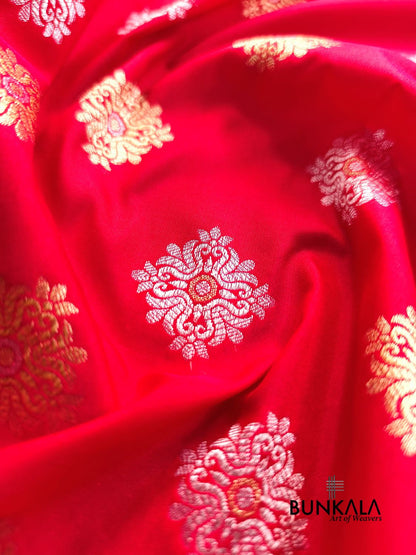 Reddish Pink Sona Rupa Booti Banarasi Silk Saree