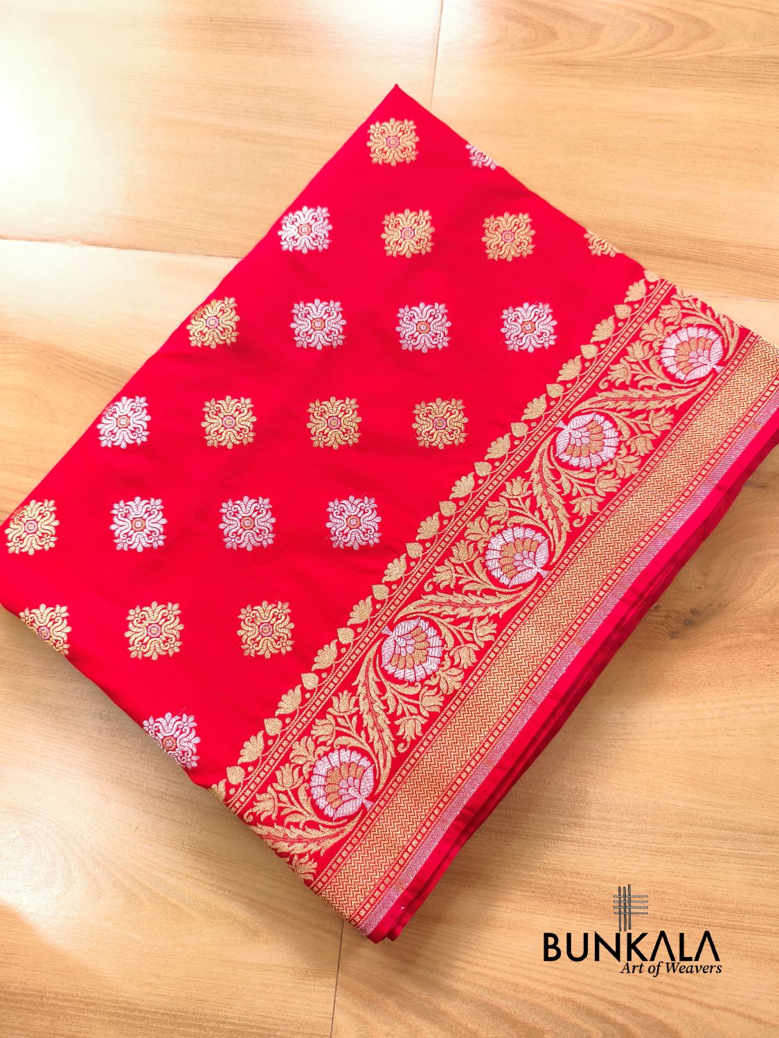 Reddish Pink Sona Rupa Booti Banarasi Silk Saree