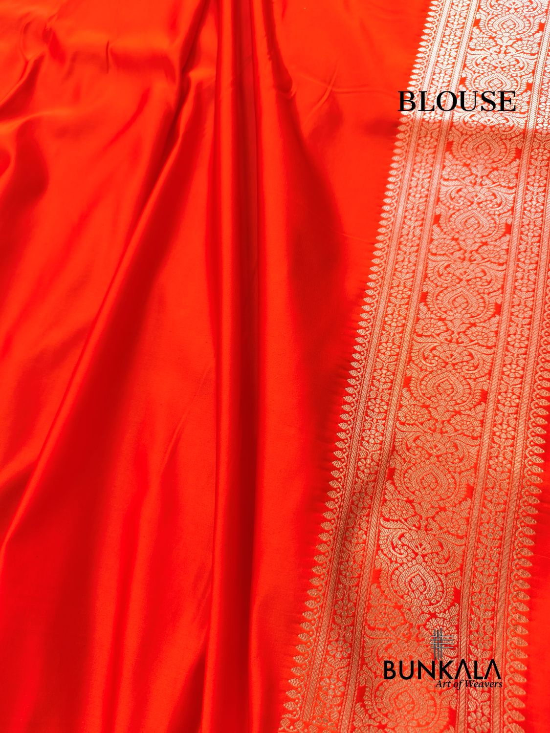Royal Orange Leaf Buti Banarasi Mashru Soft Silk Saree 