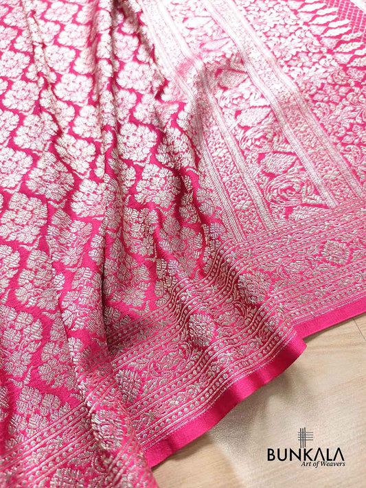 Royal Pink Brocade Weaved Banarasi Mashru Silk Saree