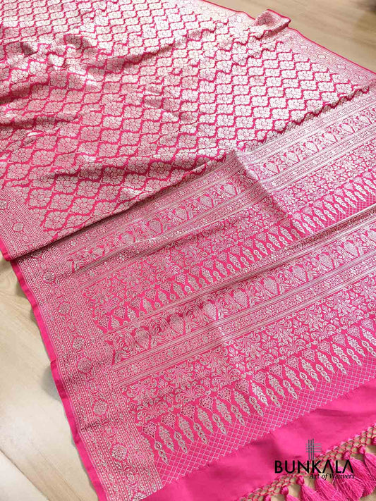Royal Pink Brocade Weaved Banarasi Mashru Silk Saree