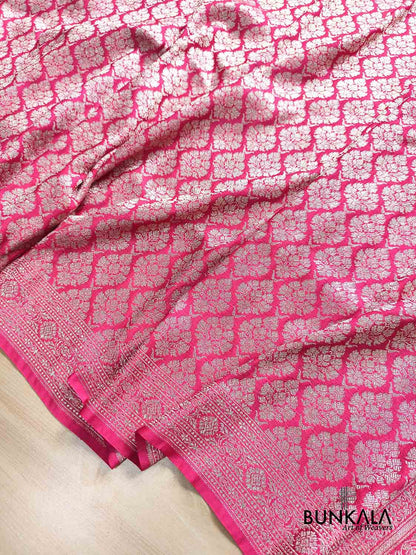 Royal Pink Brocade Weaved Banarasi Mashru Silk Saree