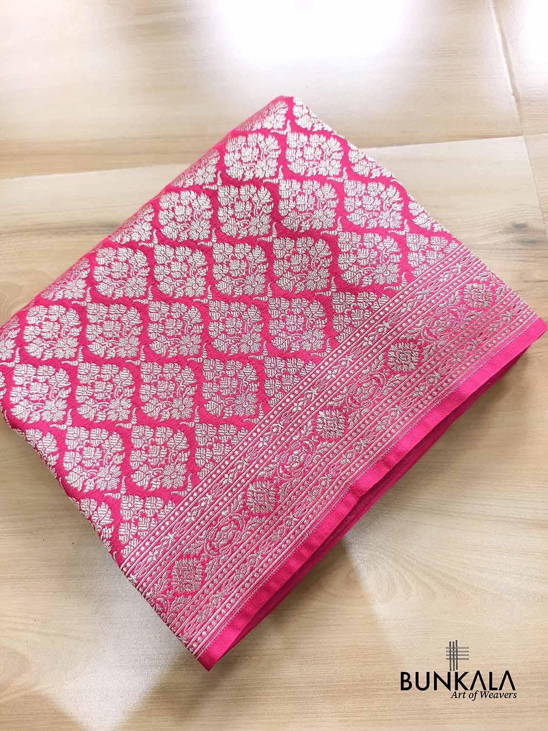 Royal Pink Brocade Weaved Banarasi Mashru Silk Saree