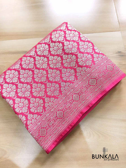Royal Pink Brocade Weaved Banarasi Mashru Silk Saree