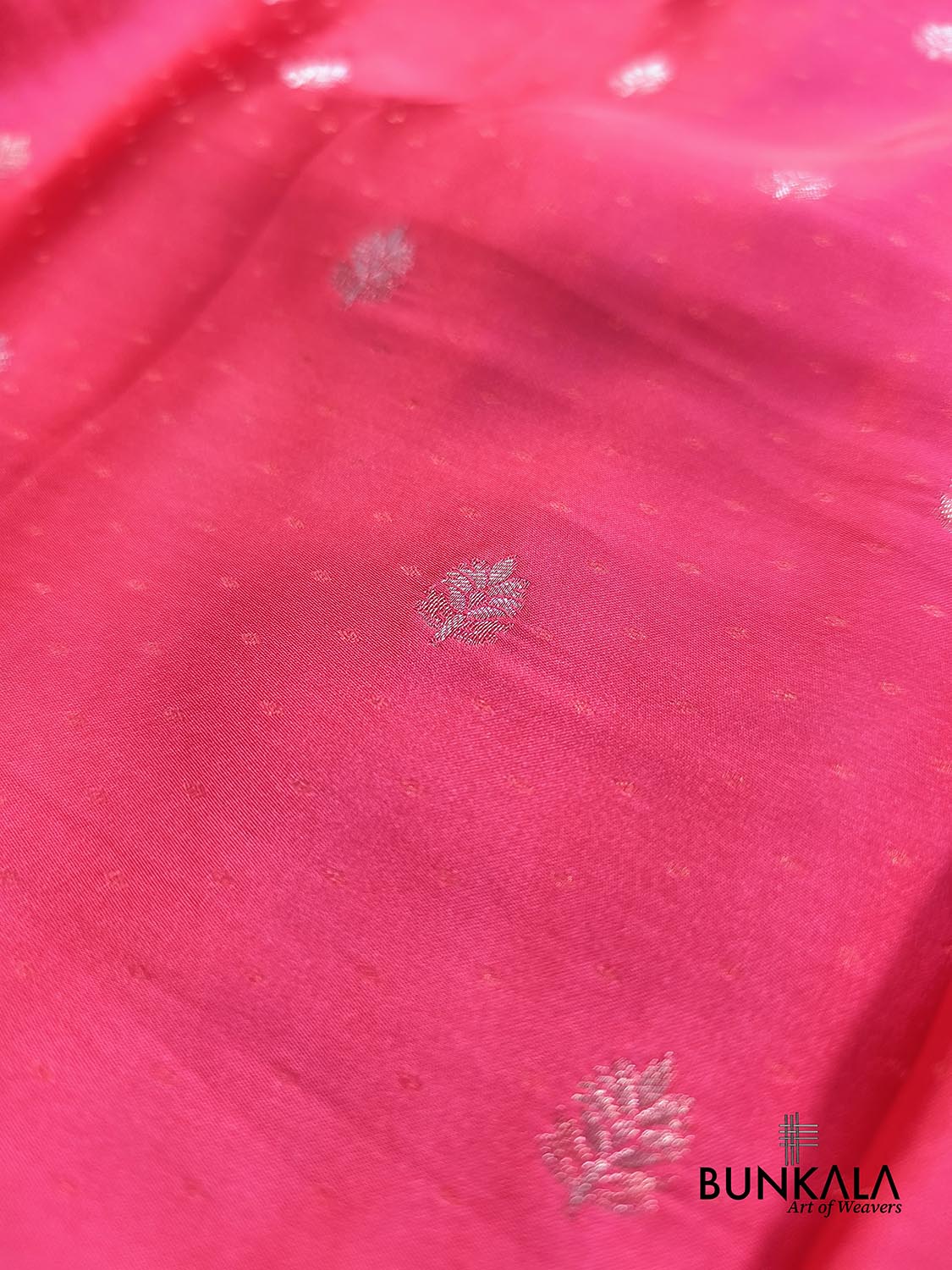 Royal Pink Vintage Silver Zari Banarasi Mashru Silk Saree