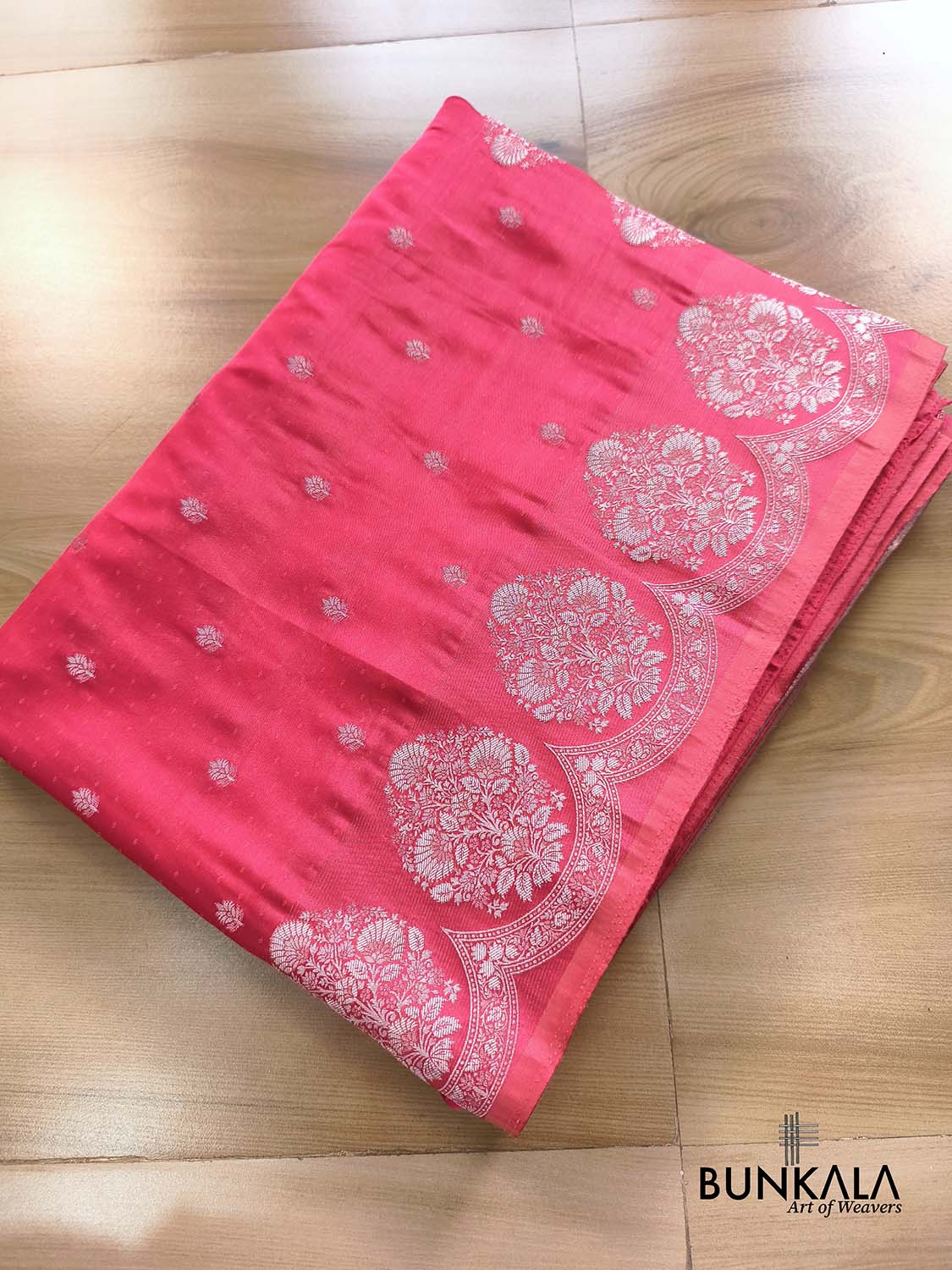 Royal Pink Vintage Silver Zari Banarasi Mashru Silk Saree