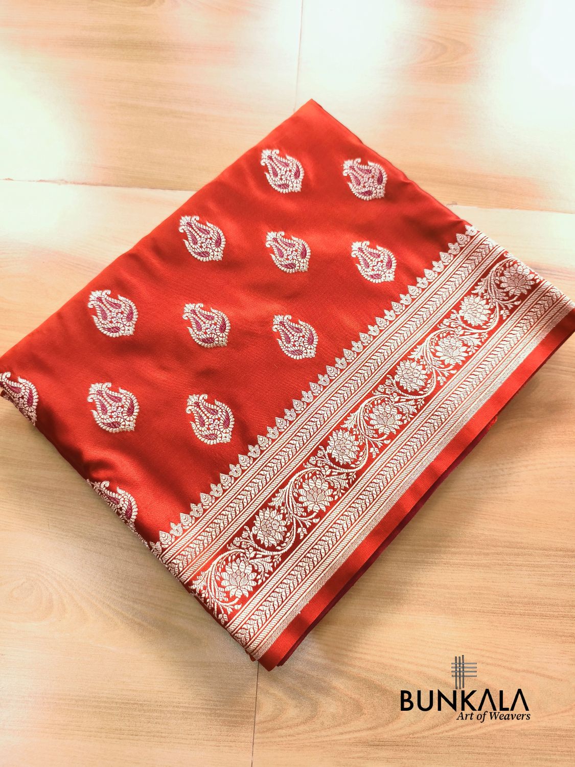Rust Maroon Meena Vintage Buti Banarasi Mashru Silk Saree 