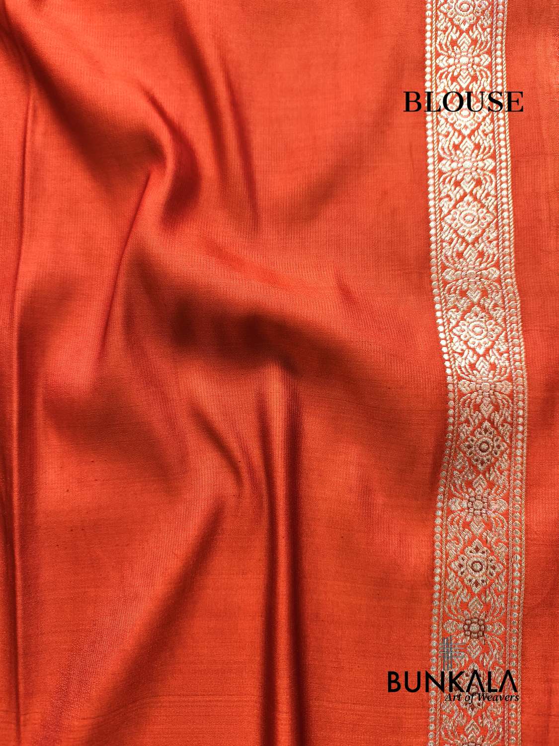 Rust Orange Brocade Weaved Banarasi Mashru Silk Saree 