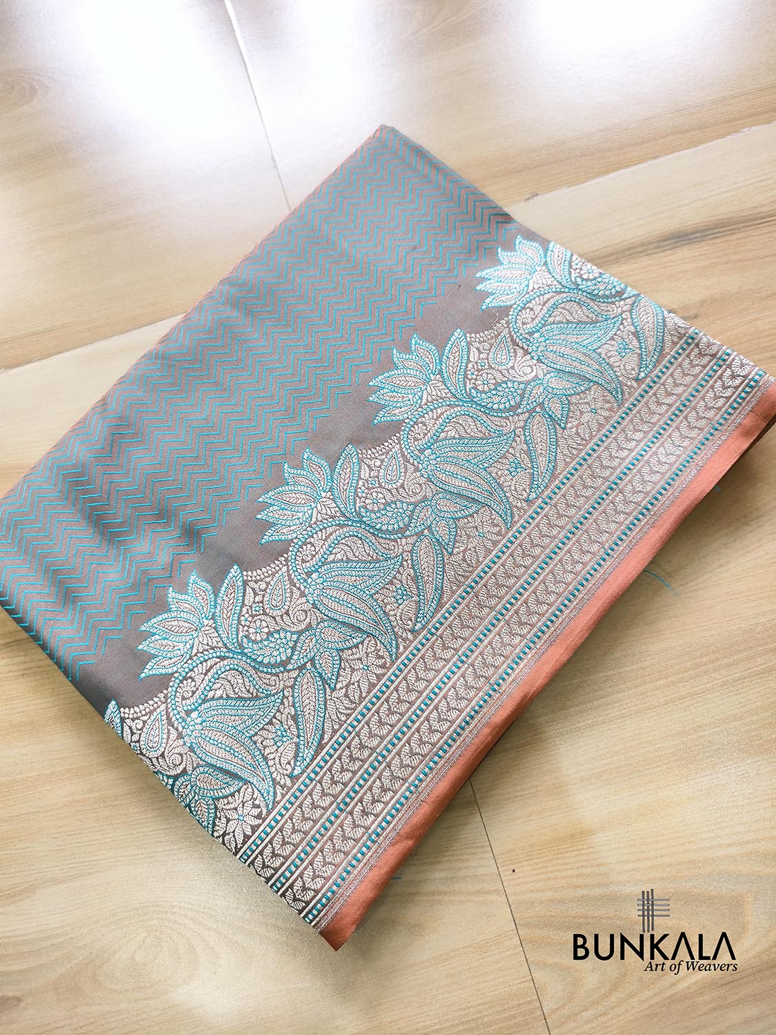 Shot Grey Jamewar Zig Zag Banarasi Mashru Silk Saree