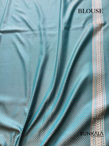 Shot Grey Jamewar Zig Zag Banarasi Mashru Silk Saree