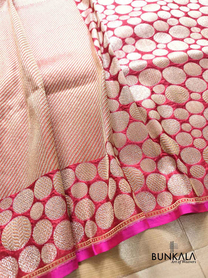 Shot Pink Rolex Brocade Handloom Banarasi Pure Katan Silk Saree