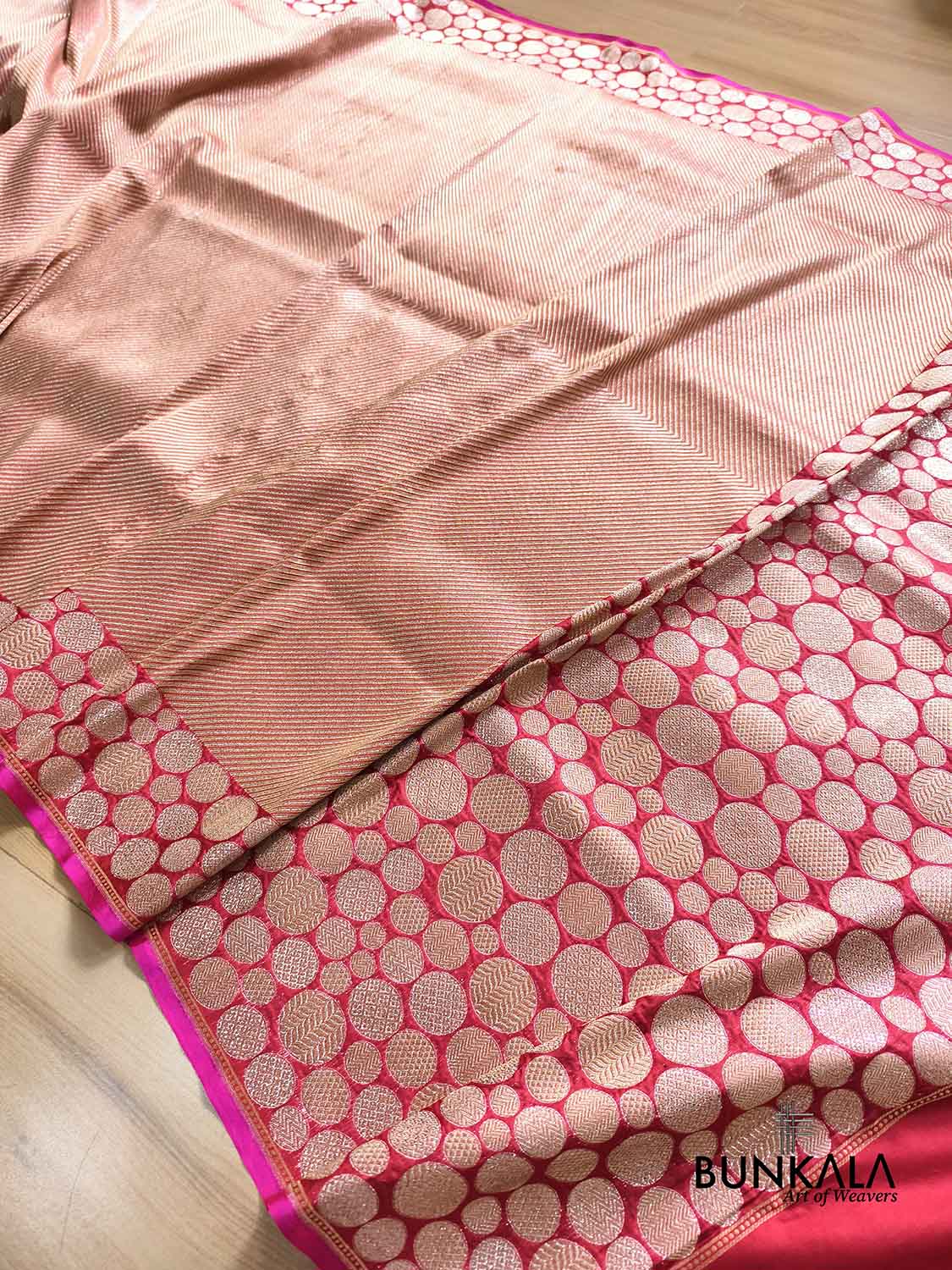 Shot Pink Rolex Brocade Handloom Banarasi Pure Katan Silk Saree
