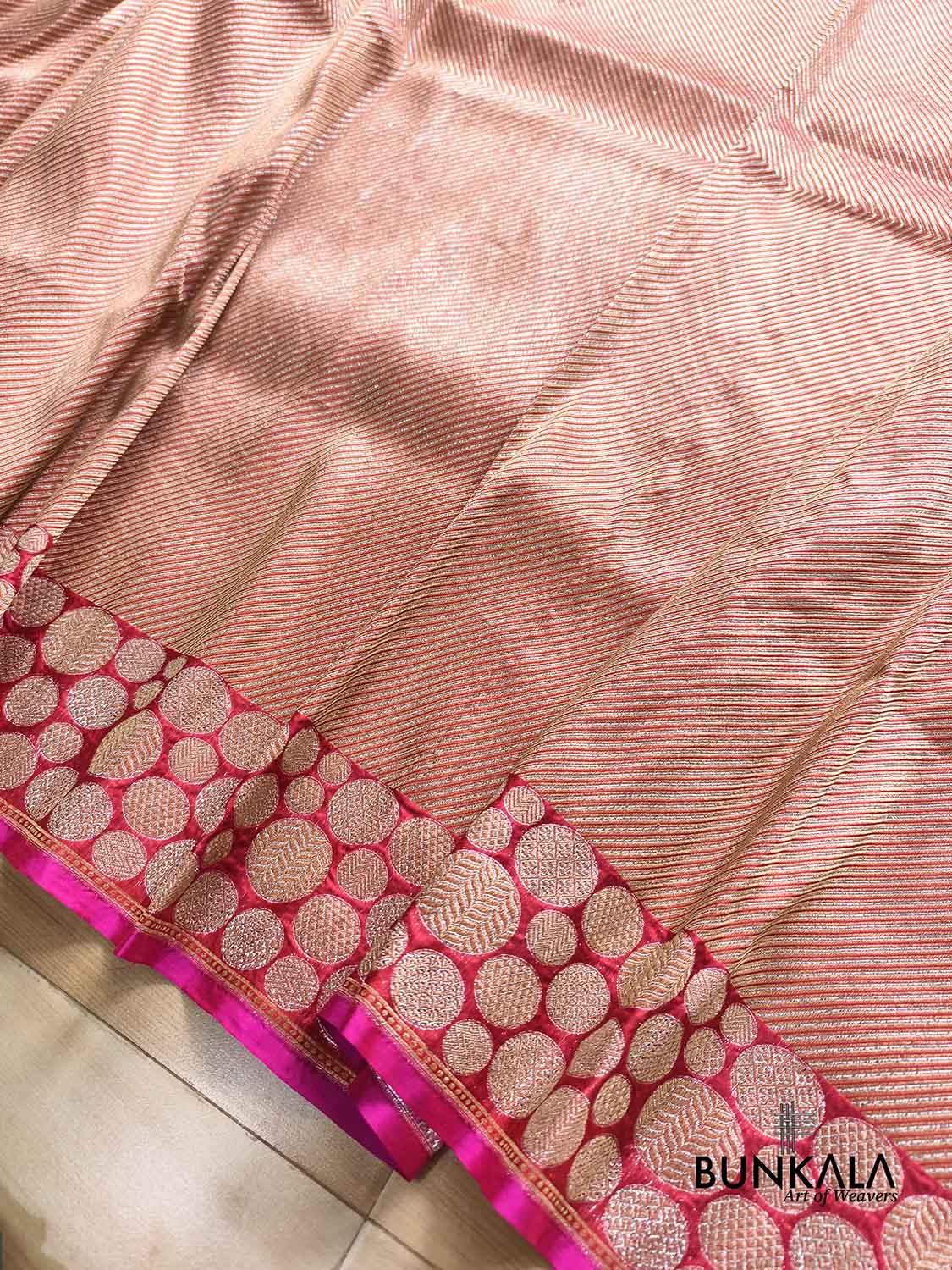 Shot Pink Rolex Brocade Handloom Banarasi Pure Katan Silk Saree