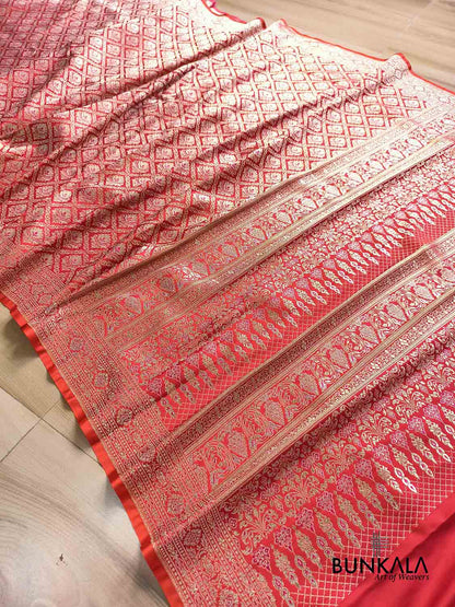 Shot Pink & Orange Brocade Weaved Banarasi Mashru Silk Saree