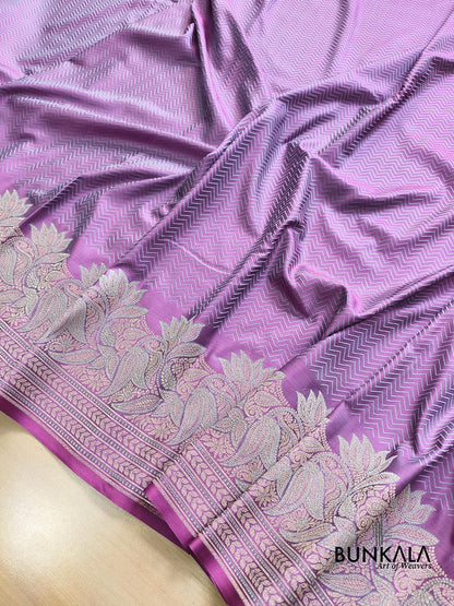 Shot Purple Jamewar Zig Zag Banarasi Mashru Silk Saree