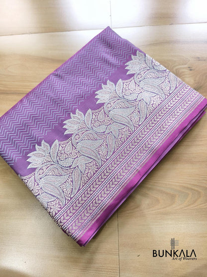 Shot Purple Jamewar Zig Zag Banarasi Mashru Silk Saree