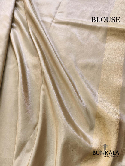 Silver Grey Leaf Buti Banarasi Tissue Silk Saree