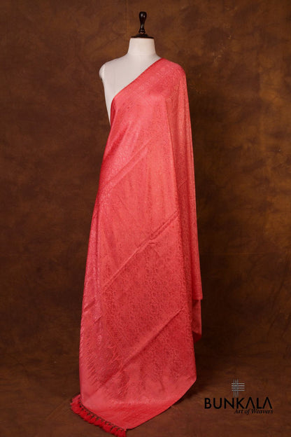 Strawberry Mughal Pattern Brocade Resham Weaved Banarasi Mashru Silk Dupatta