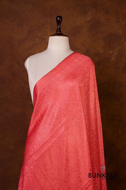 Strawberry Mughal Pattern Brocade Resham Weaved Banarasi Mashru Silk Dupatta