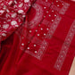 Red Banarasi Organza Silver Zari Work Floral Design Embroidery Saree