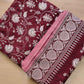 Deep Wine Banarasi Organza Silver Zari Work Floral Design Embroidery Saree