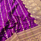 Majestic Purple Elegance Pure Mashru Silk Allover Buti Design Handloom Banarasi Saree
