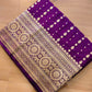 Majestic Purple Elegance Pure Mashru Silk Allover Buti Design Handloom Banarasi Saree