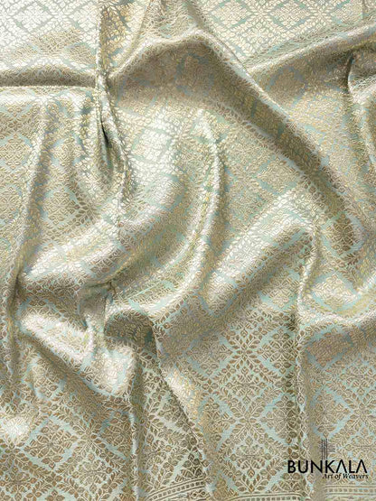 Ice Greenish Blue Mashru Silk Banarasi Saree