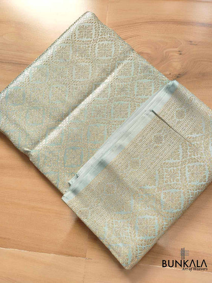 Ice Greenish Blue Mashru Silk Banarasi Saree