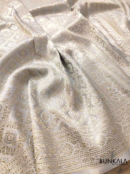 Sublime Sophistication Silver Grey Mashru Silk Banarasi Saree