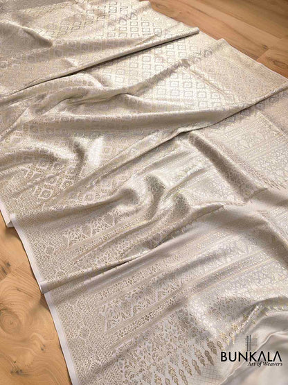 Sublime Sophistication Silver Grey Mashru Silk Banarasi Saree