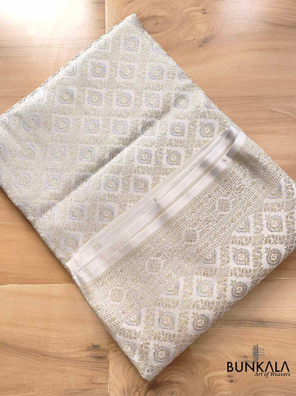 Sublime Sophistication Silver Grey Mashru Silk Banarasi Saree