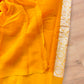 Enchanting Elegance Red Banarasi Pure Khaddi Chiffon Saree with Silver Zari Buti and Orange Contrast Border