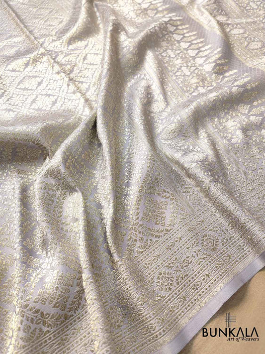 Serenity in Grey Mashru Silk Banarasi Saree