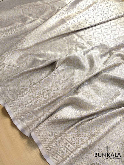 Serenity in Grey Mashru Silk Banarasi Saree