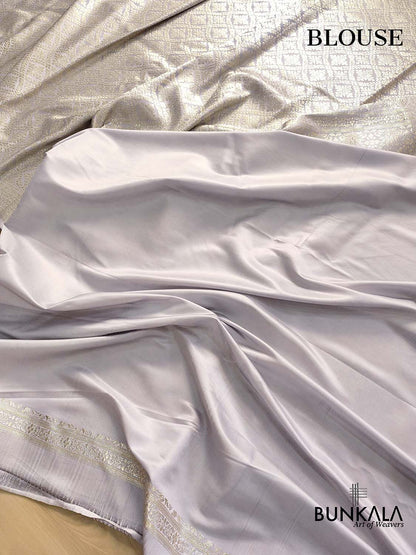 Serenity in Grey Mashru Silk Banarasi Saree