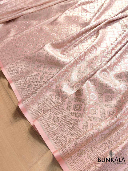 Blushing Beauty Pink Intricate Mashru Silk Banarasi Saree