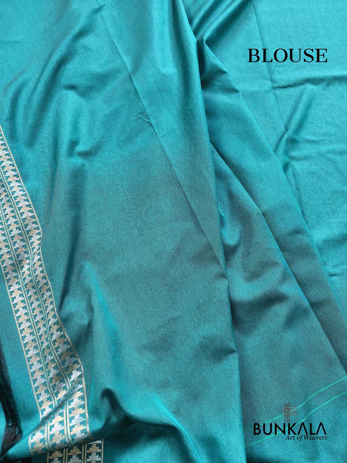 Teal Blue Ektara Banarasi Jamdani Weaved Silk Saree