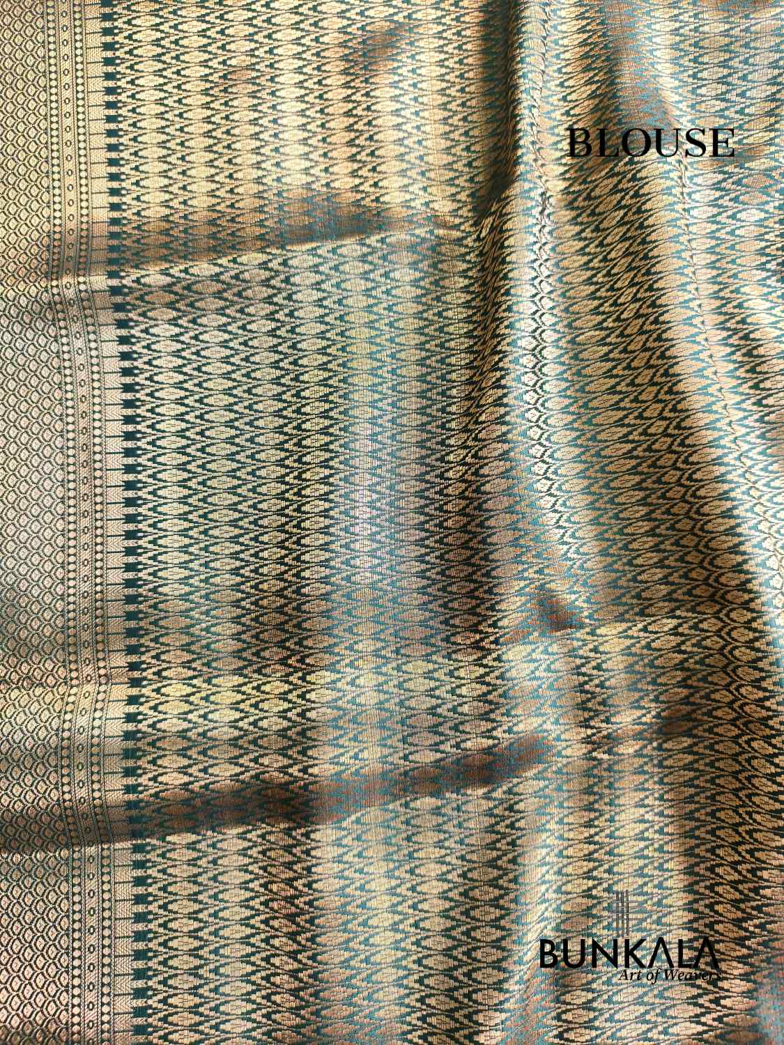 Teal Blue Meena Floral Pure Banarasi Mango Silk Saree 