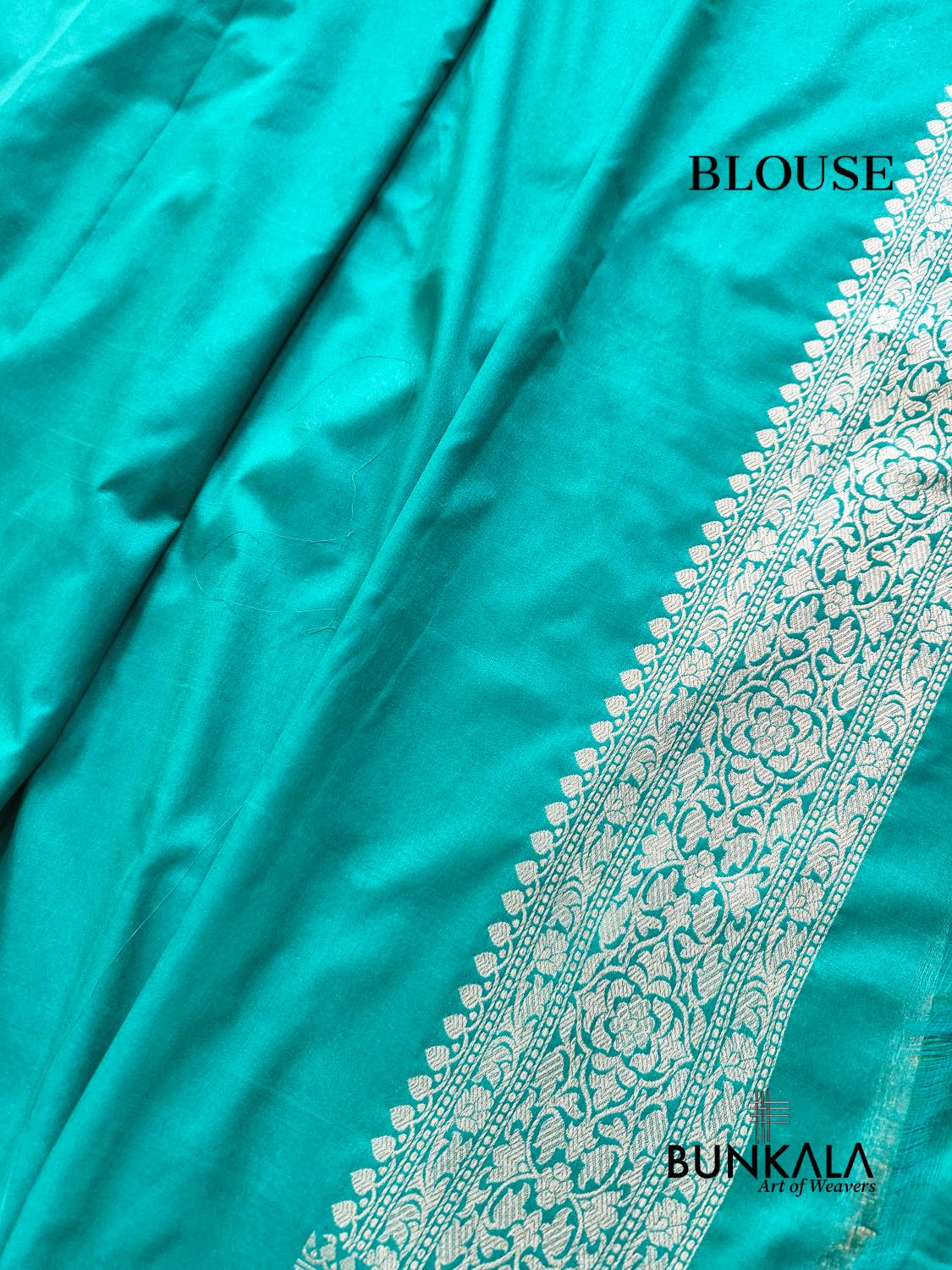 Turquoise Blue Brocade Banarasi Resham Silk Saree