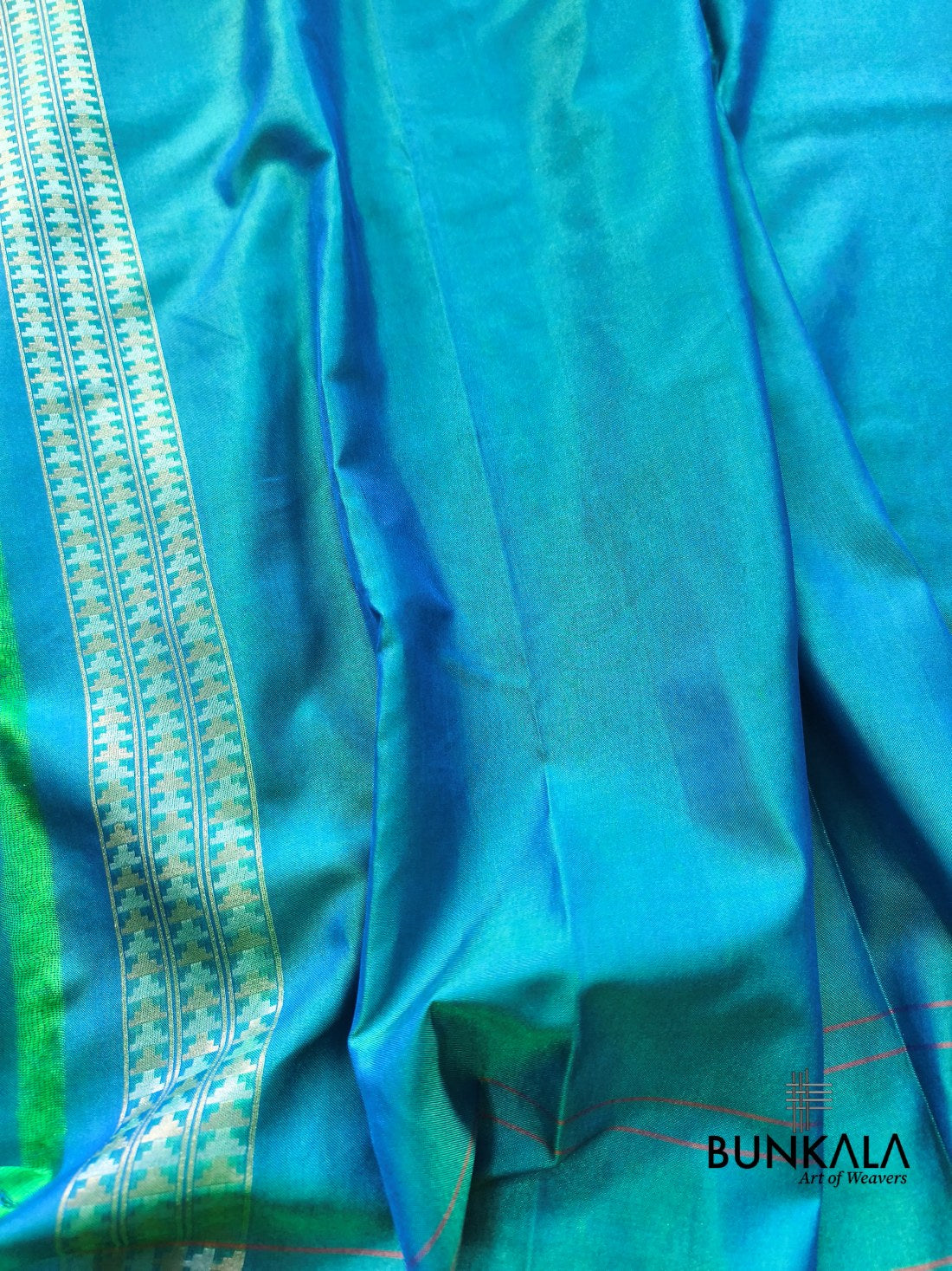 Turquoise Blue Ektara Banarasi Jamdani Weaved Silk Saree