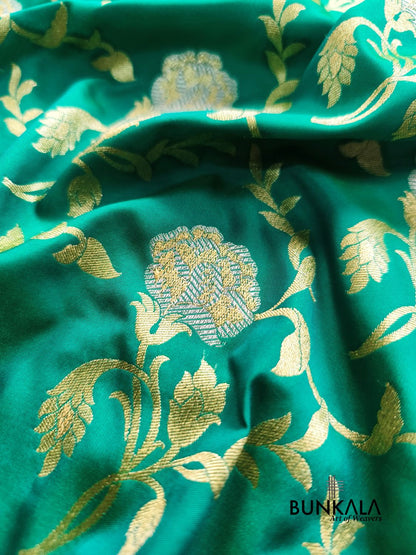 Turquoise Blue Sona Rupa Floral Jaal Banarasi Silk Saree 