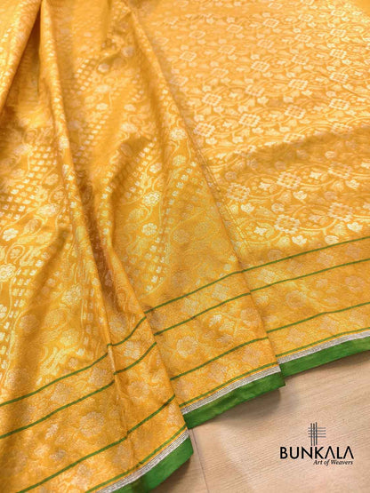 Yellow Ektara Banarasi Jamdani Weaved Silk Saree