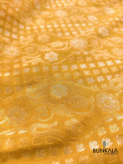 Yellow Ektara Banarasi Jamdani Weaved Silk Saree