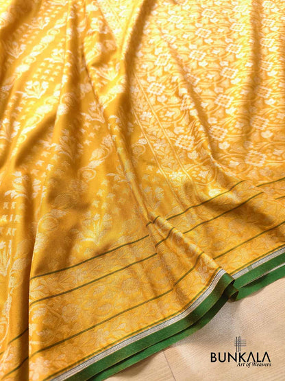 Yellow Ektara Banarasi Jamdani Weaved Silk Saree