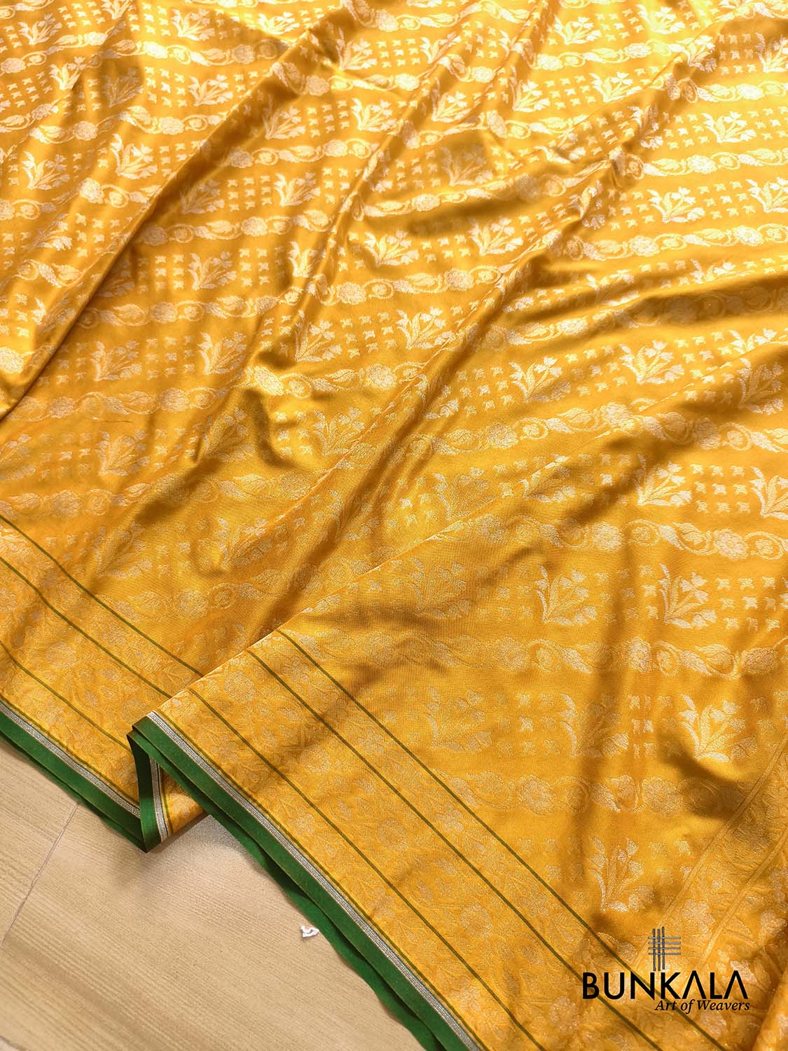 Yellow Ektara Banarasi Jamdani Weaved Silk Saree