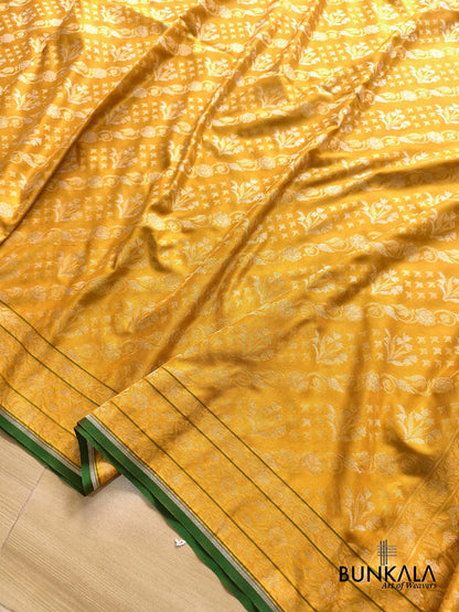 Yellow Ektara Banarasi Jamdani Weaved Silk Saree