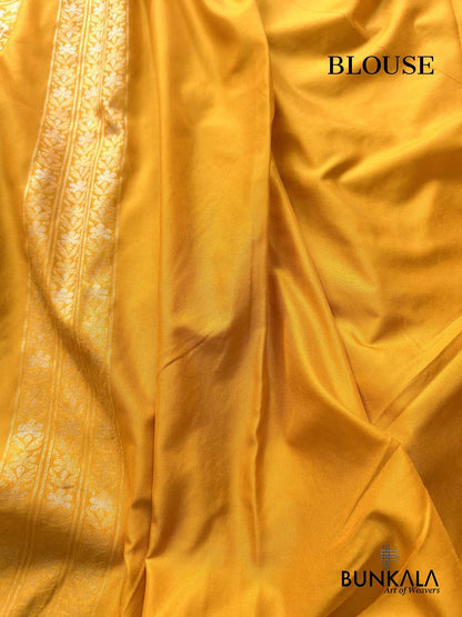 Yellow Ektara Banarasi Jamdani Weaved Silk Saree